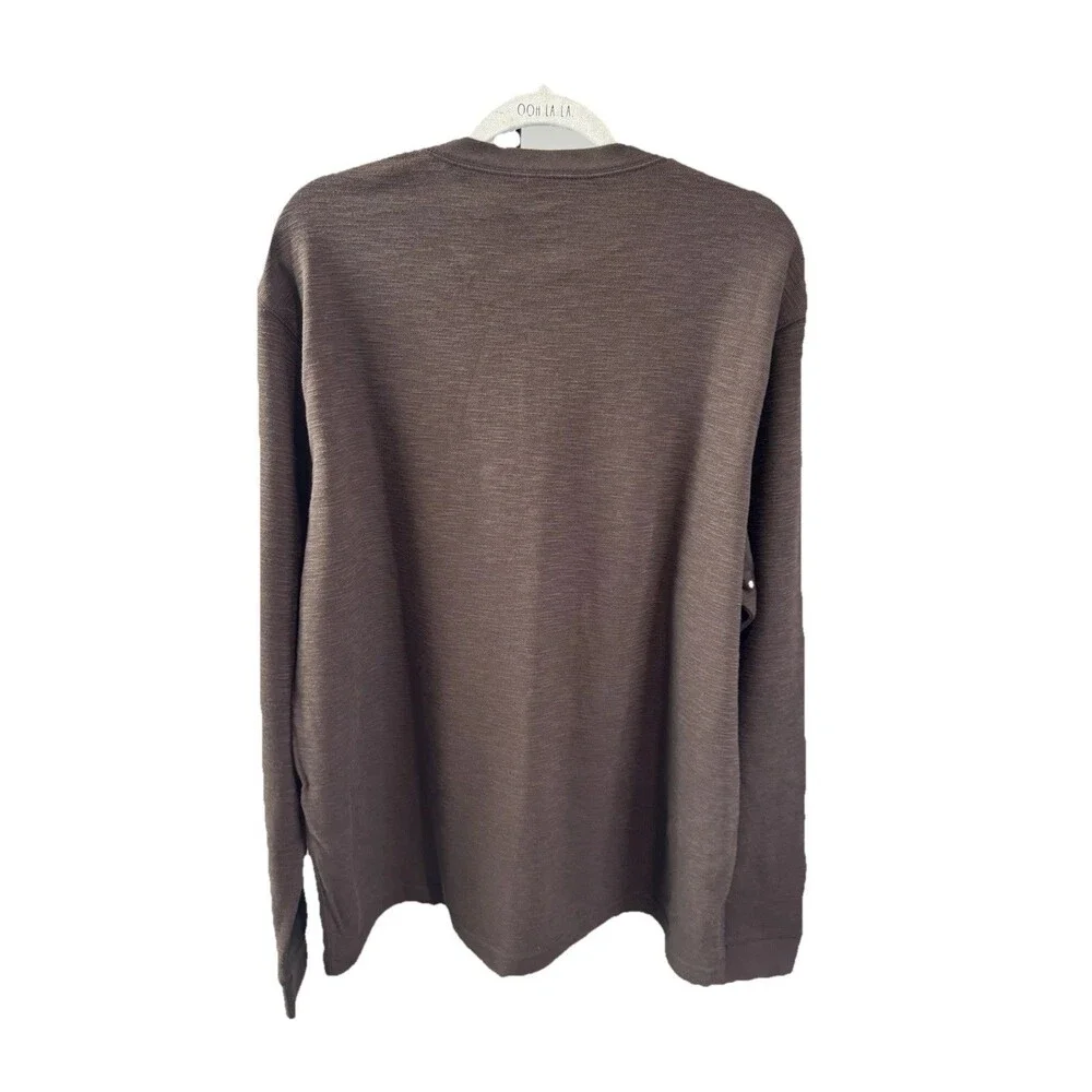 Sonoma Goods For Life Top Size XXL Brown Long Sleeve Textured Henley Tee Men's